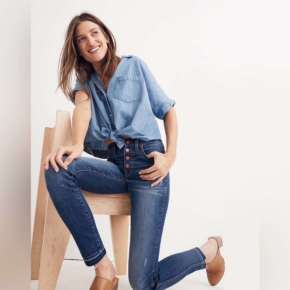 Madewell 10" High-Rise Skinny Jeans: Drop-Hem Edition Sz 25 - Picture 12 of 14